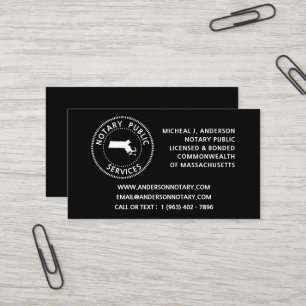 Massachusetts Notary Public Services Business Card