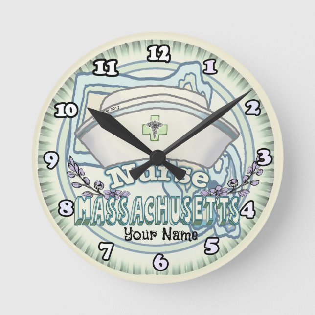 Massachusetts Nurse Round Clock (Front)