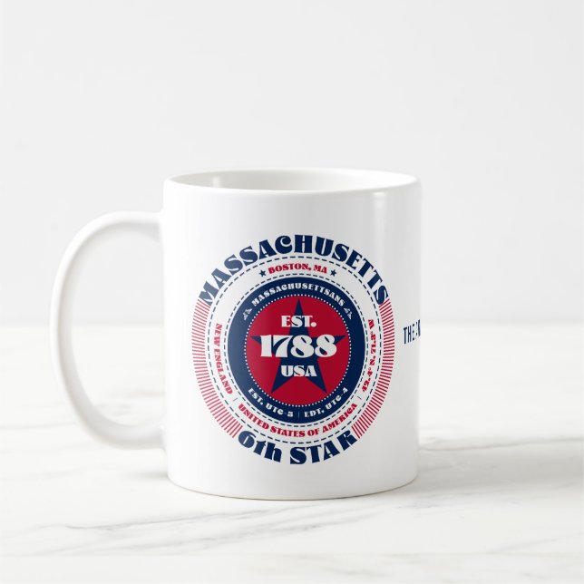 Massachusetts Patriotic Circular Monogram Mug (Left)
