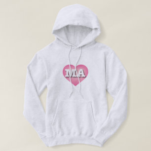 Massachusetts Pink Fade Heart - I love MA Hoodie