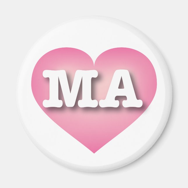 Massachusetts Pink Fade Heart - I love MA Magnet (Front)