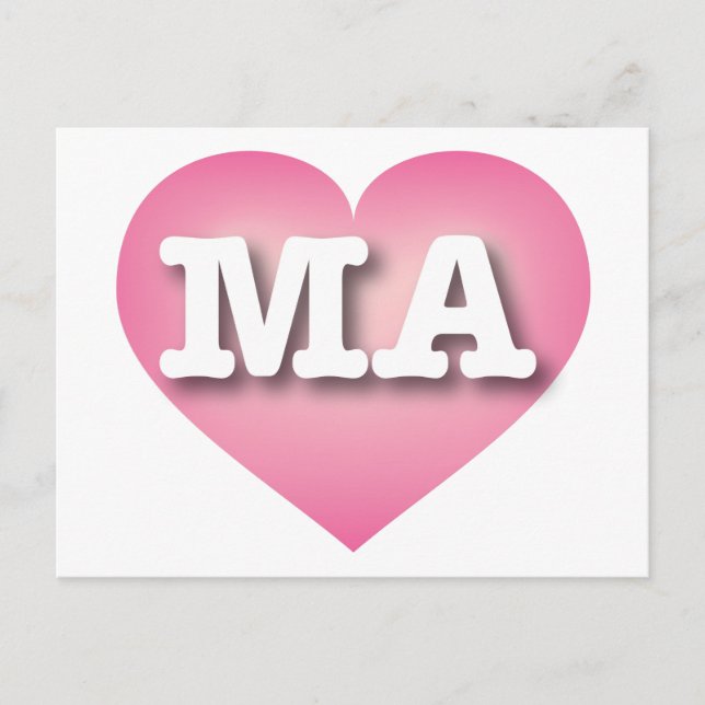 Massachusetts Pink Fade Heart - I love MA Postcard (Front)