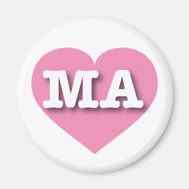 Massachusetts Pink Heart - I love MA Magnet (Front)
