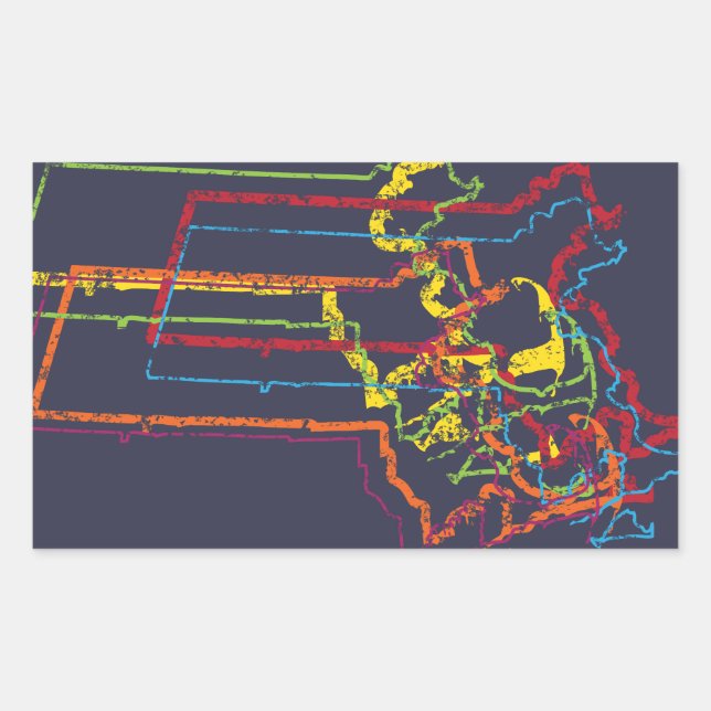 massachusetts pride blur rectangular sticker (Front)