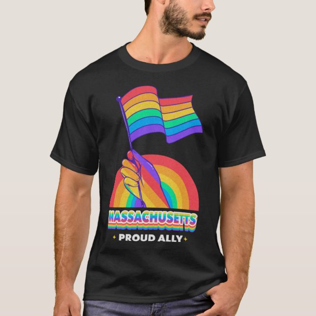 Massachusetts Proud Ally Pride Month LGBTQ LGBT Co T-Shirt (Front)