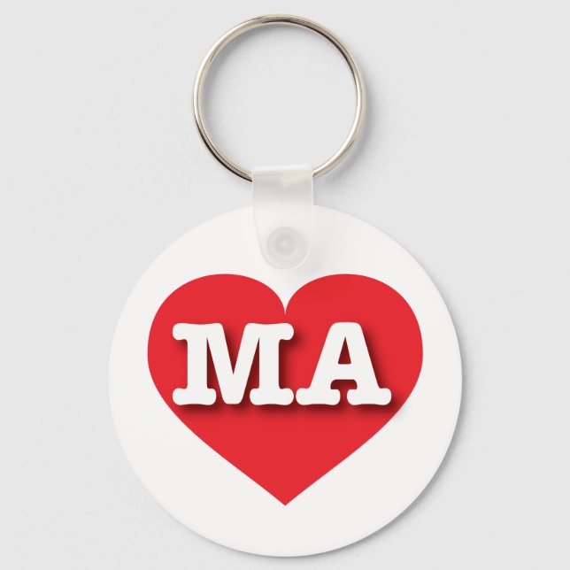 Massachusetts Red Heart - I love MA Key Ring (Front)