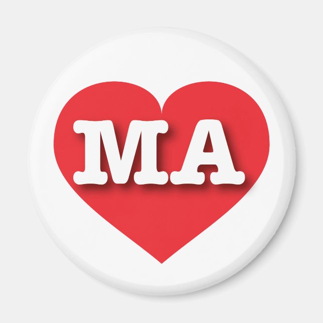 Massachusetts Red Heart - I love MA Magnet (Front)