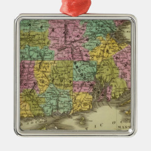 Massachusetts Rhode Island And Connecticut 2 Metal Tree Decoration