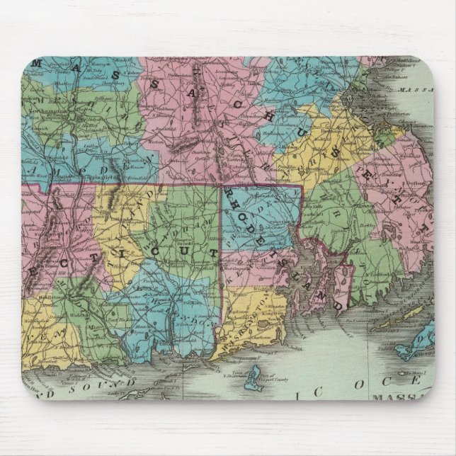 Massachusetts Rhode Island And Connecticut Mouse Mat (Front)