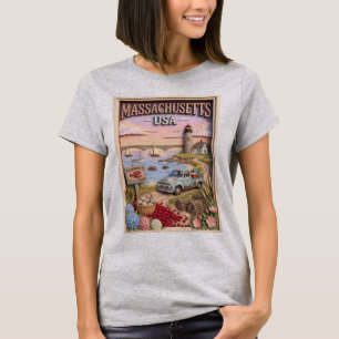 Massachusetts Road Trip Cape Cod Vintage Truck T-Shirt