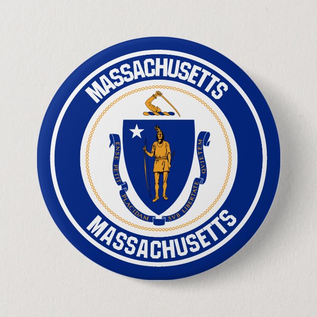 Massachusetts Round Emblem 7.5 Cm Round Badge (Front)