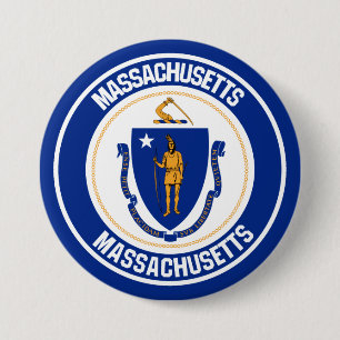 Massachusetts Round Emblem 7.5 Cm Round Badge