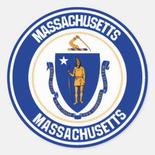 Massachusetts Round Emblem Classic Round Sticker