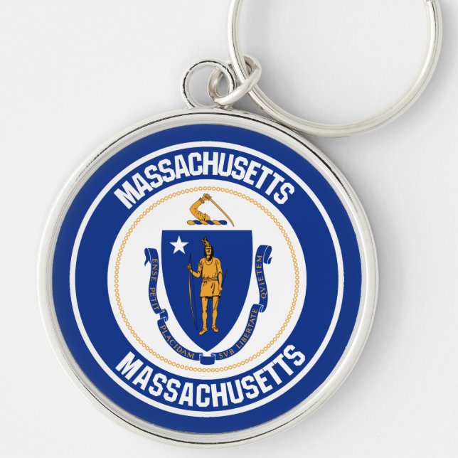 Massachusetts Round Emblem Key Ring (Front)