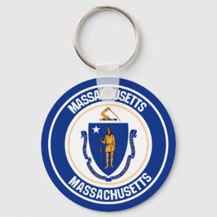 Massachusetts Round Emblem Key Ring