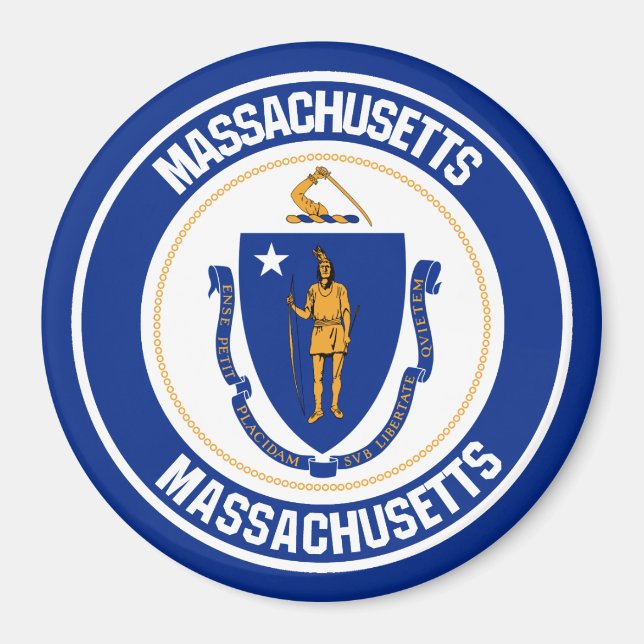 Massachusetts Round Emblem Magnet (Front)