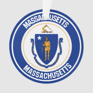 Massachusetts Round Emblem Ornament