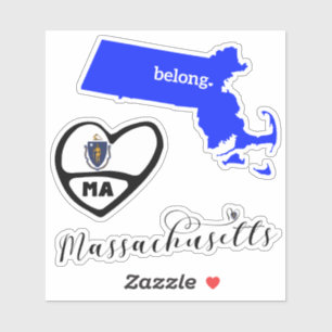 Massachusetts Sheet of Die Cut Stickers