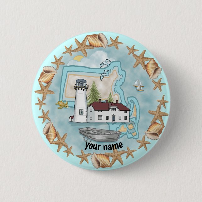 Massachusetts Shells Lighthouse  6 Cm Round Badge (Front)