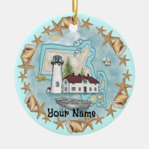 Massachusetts Shells Lighthouse Ornament