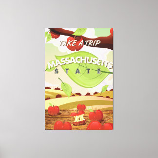 Massachusetts State Apple tree Travel Poster Carto Canvas Print