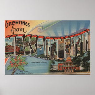 Massachusetts (State Capital/Flower) Poster