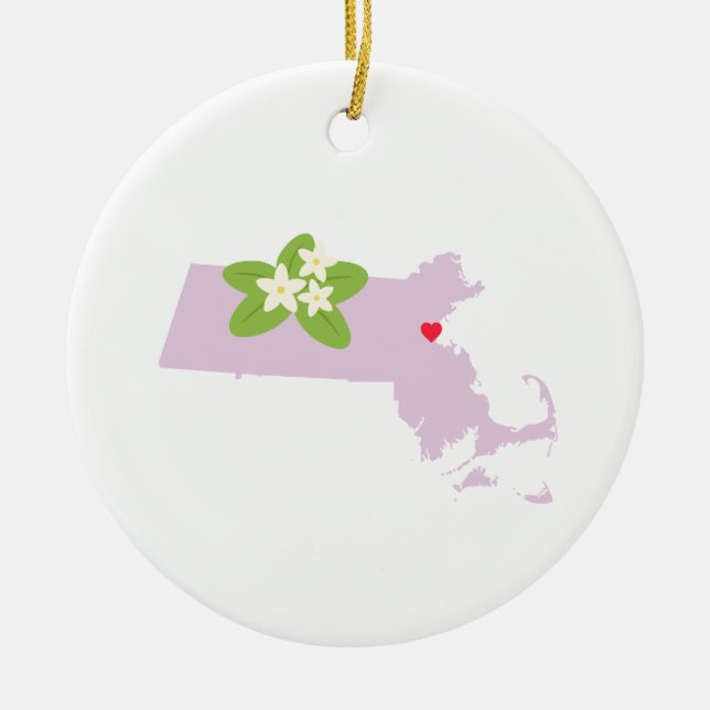 Massachusetts State Ceramic Tree Decoration (Front)