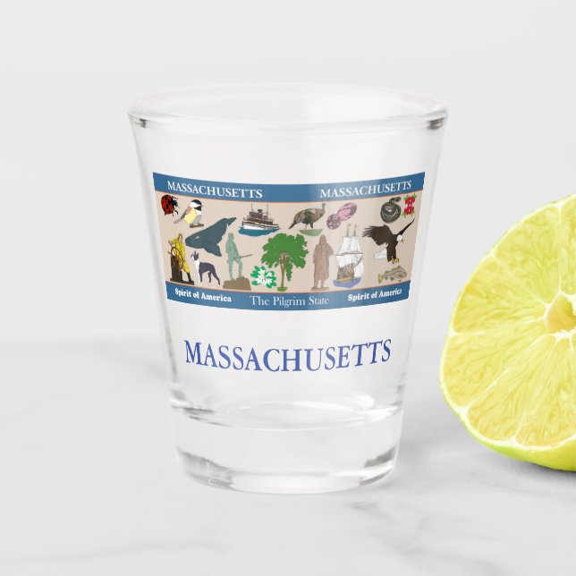 Massachusetts State Commemorative Shot Glass (Front)