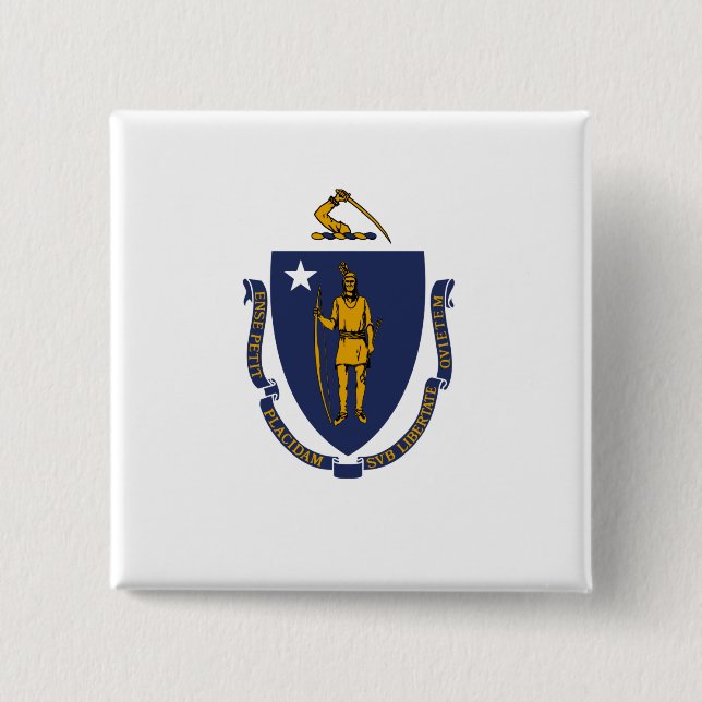 Massachusetts State Flag 15 Cm Square Badge (Front)
