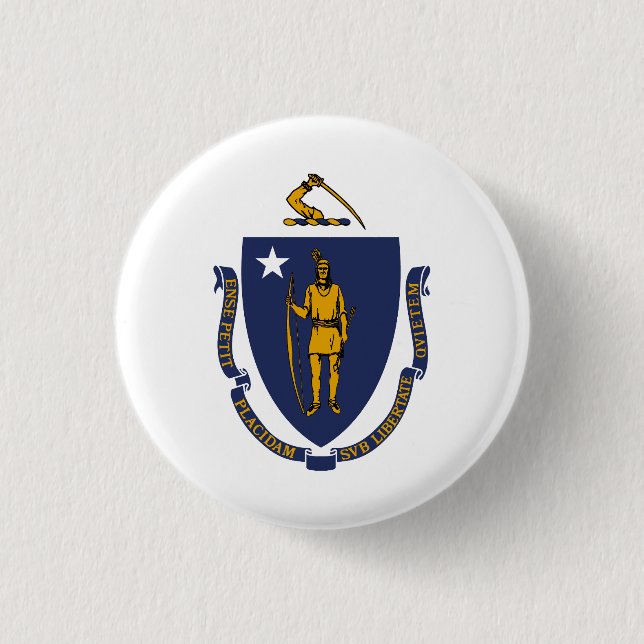 Massachusetts State Flag 3 Cm Round Badge (Front)