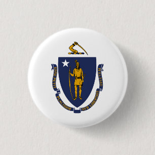 Massachusetts State Flag 3 Cm Round Badge