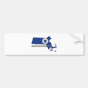 Massachusetts State Flag and Map Bumper Sticker