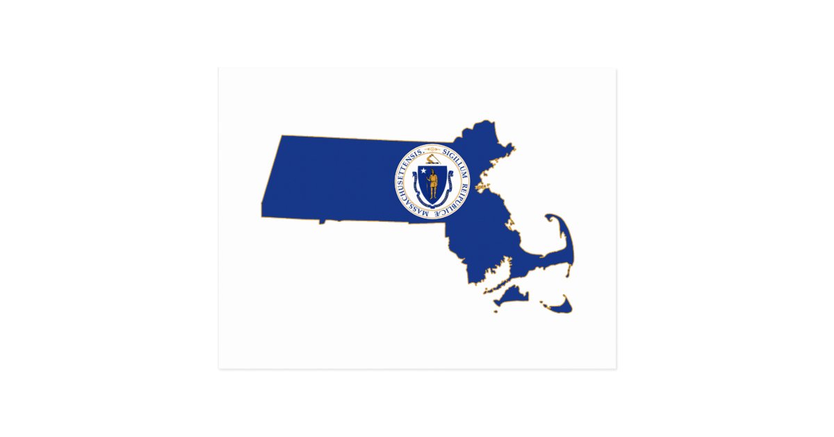 massachusetts-state-flag-and-map-postcard-zazzle-co-uk