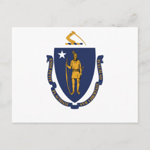 Massachusetts State Flag Bay State Indian & Motto Postcard