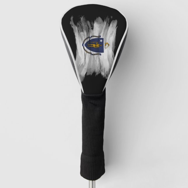 Massachusetts state flag brush stroke golf head cover (Front)