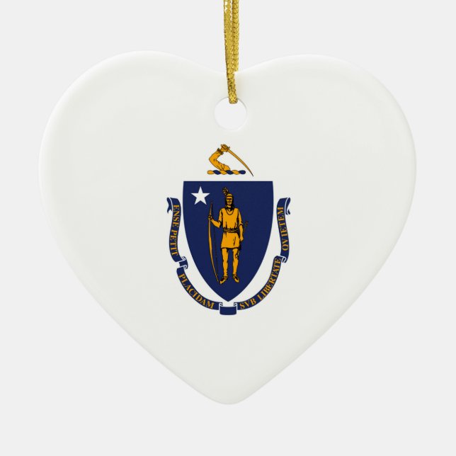 Massachusetts State Flag Design Ceramic Tree Decoration (Front)