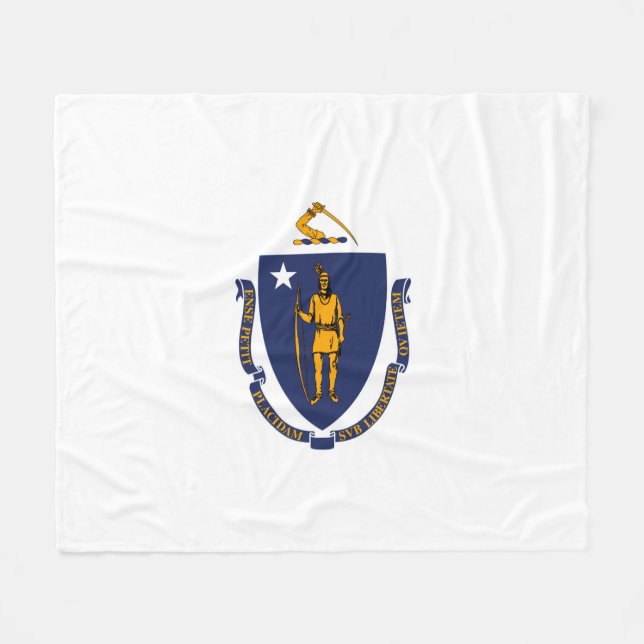 Massachusetts State Flag Design Fleece Blanket (Front (Horizontal))