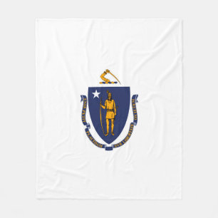 Massachusetts State Flag Design Fleece Blanket