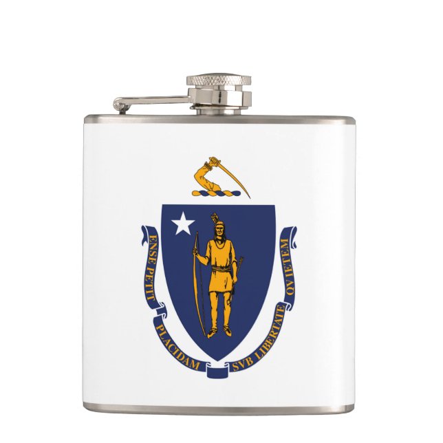 Massachusetts State Flag Design Hip Flask (Front)