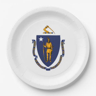 Massachusetts State Flag Design Paper Plate