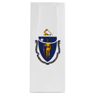 Massachusetts State Flag Design Wine Gift Bag