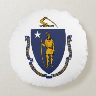 Massachusetts State Flag Round Cushion