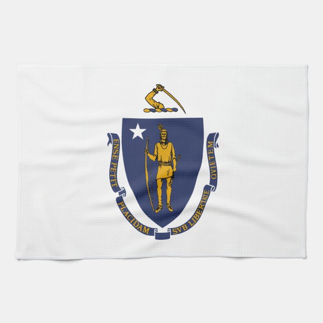 Massachusetts State Flag Tea Towel (Horizontal)