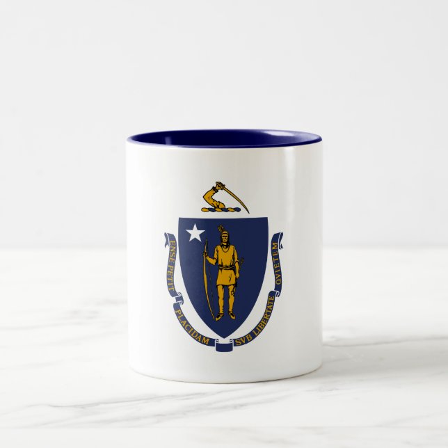 Massachusetts State Flag Two-Tone Coffee Mug (Center)