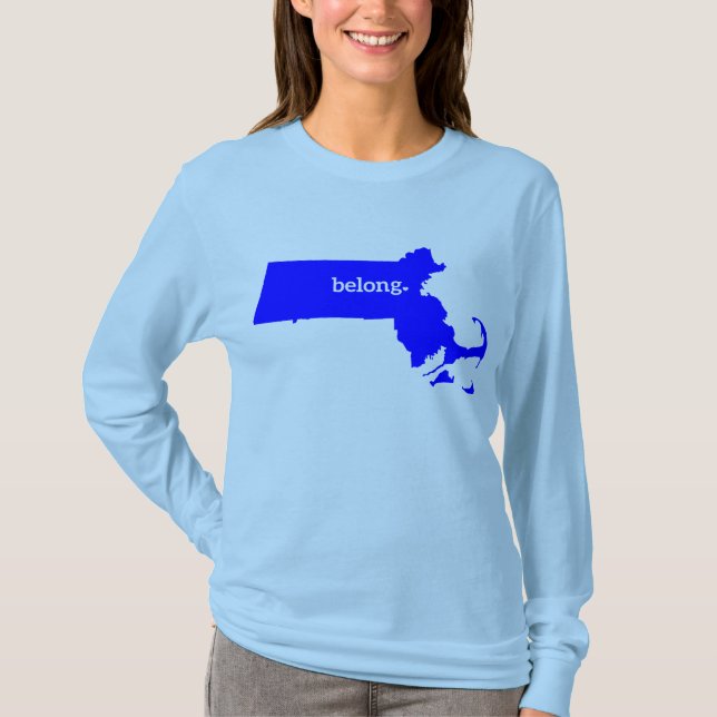 Massachusetts State Map Belong T-Shirt (Front)