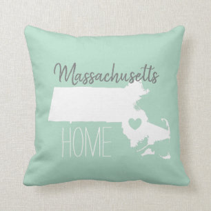 Massachusetts state map love home cushion