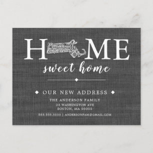 MASSACHUSETTS State Moving Announcement Post Card