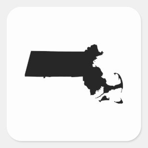 Massachusetts state outline square sticker