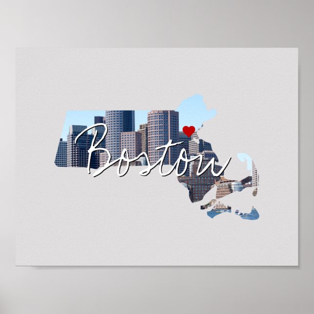 Massachusetts State Photo insert and town name Poster (Front)