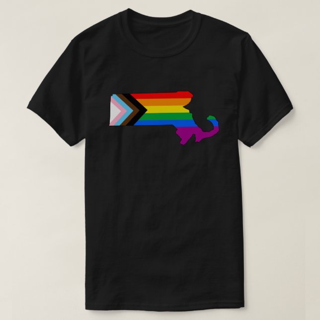 Massachusetts State Pride LGBTQ Progress Pride T-Shirt (Design Front)